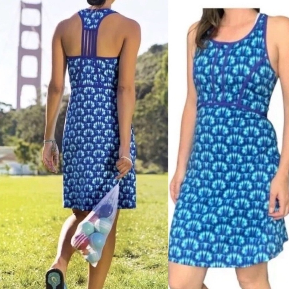 Title Nine Dream Work Hard Play Hard Active Racerback Dress Blue Size Medium